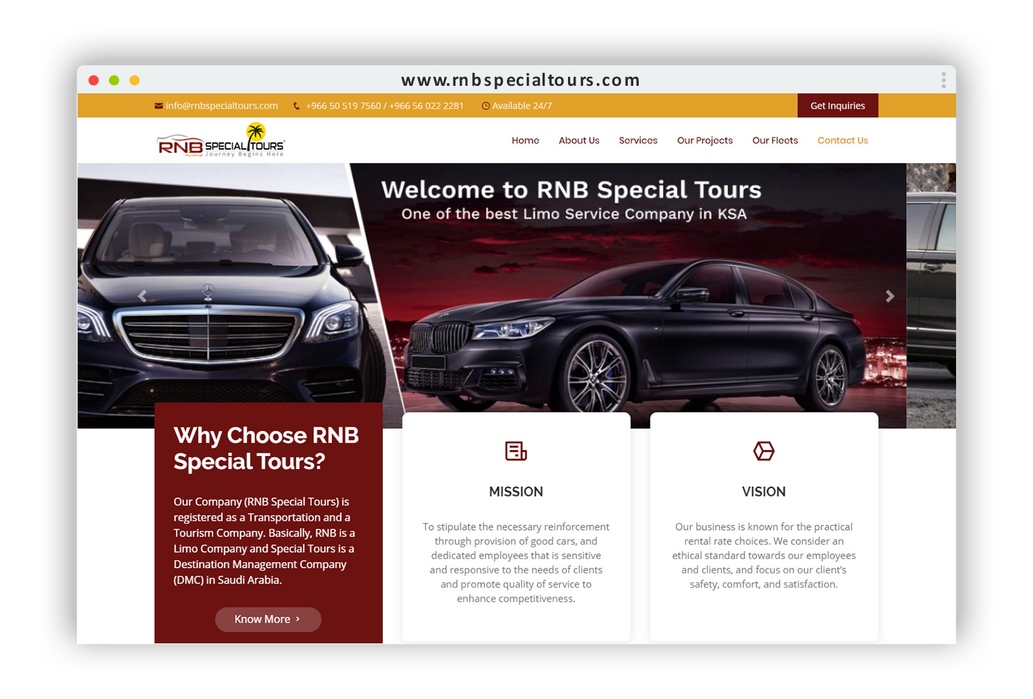 rnb special tours Saudi Arabia business website design